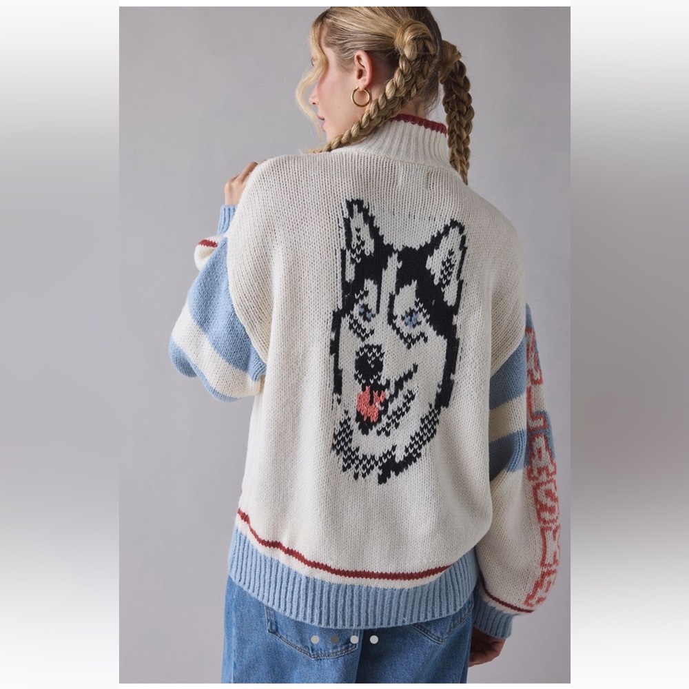 Urban outfitters BDG Husky Quarter zip pullover Sweater Collegiate Academia